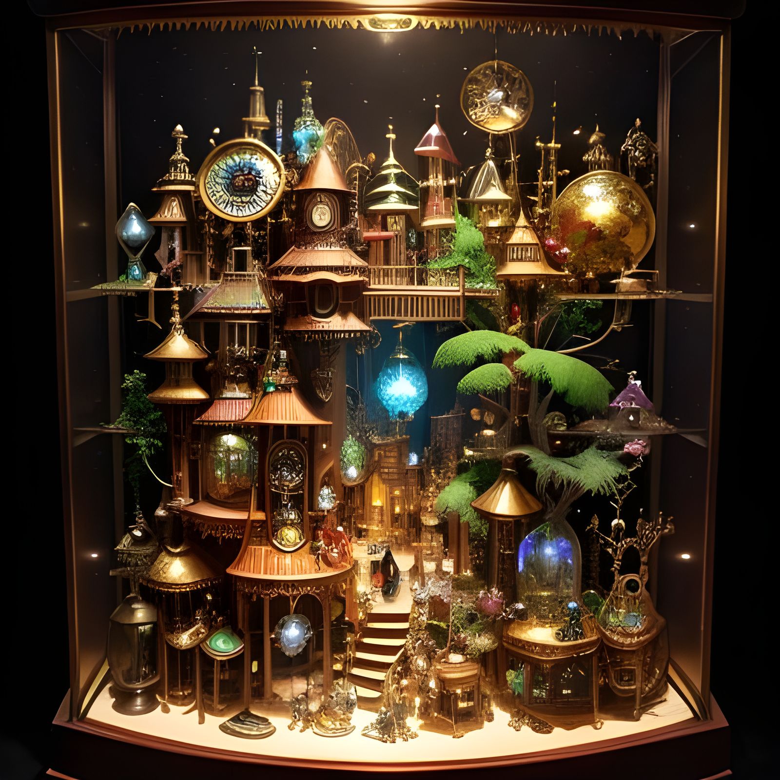 Intricate Cabinet of Curiosities With Miniature Worlds