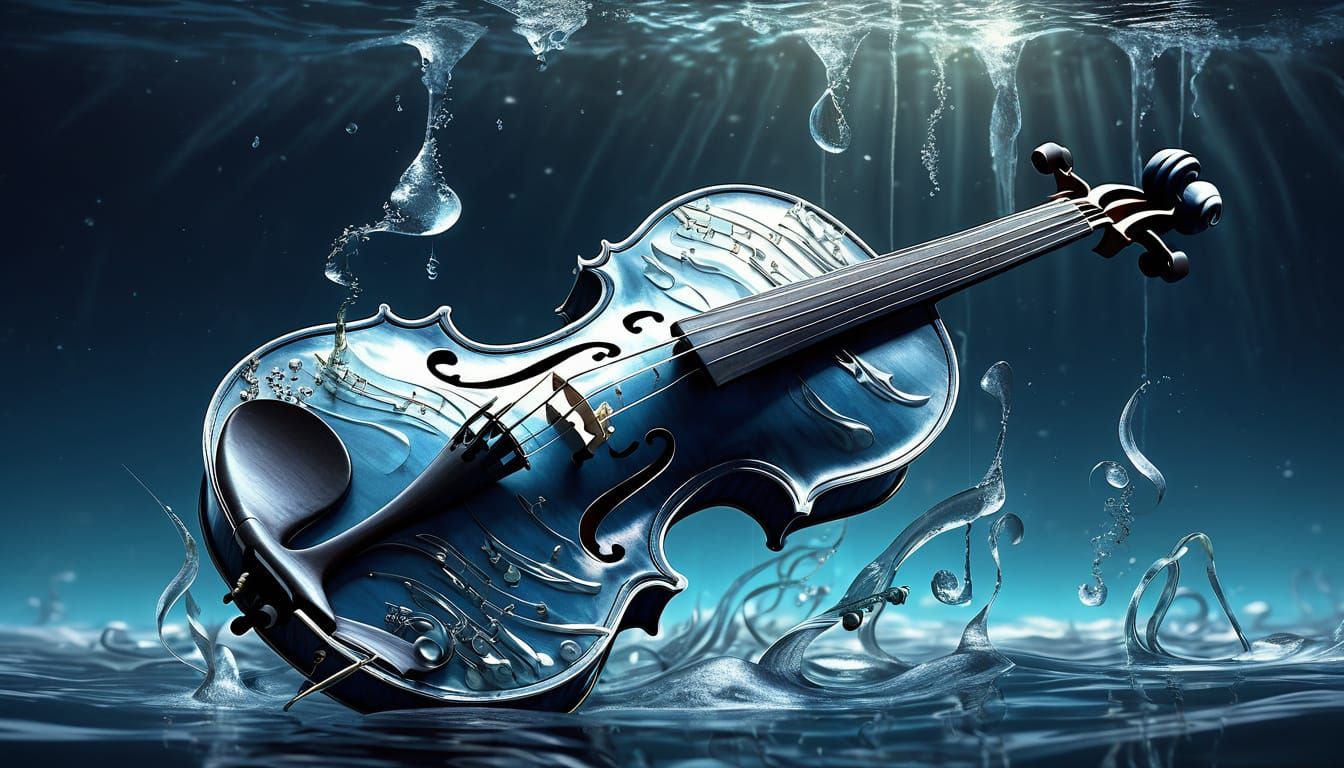Water Violin With Silver Notes Concept Art