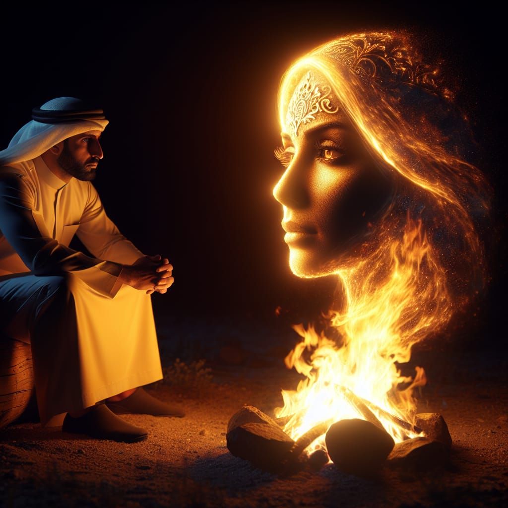 Campfire Dream: A Man's Serene Reverie