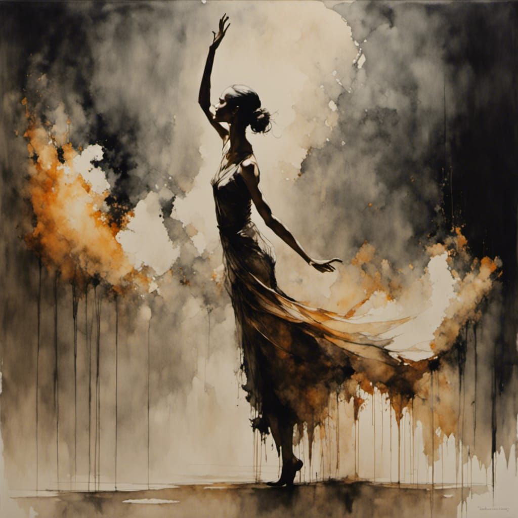 Ethereal Dancer Emerges from Flame and Smoke