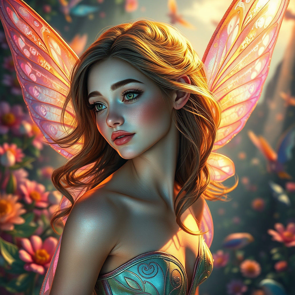 Delicate Fairy in Whimsical Fantasy World Concept Art