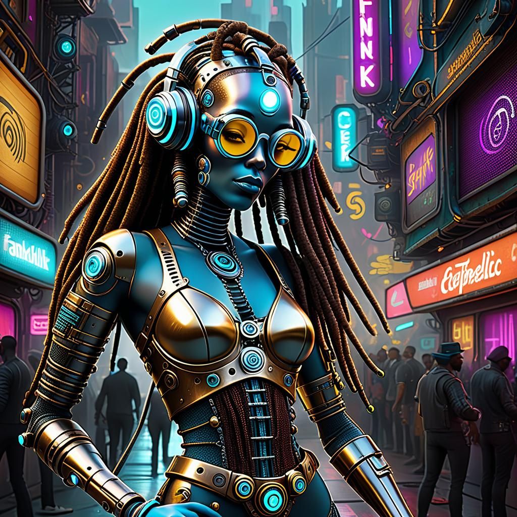 Hyperrealistic Steamfunk Cybernetic Figure in 3D