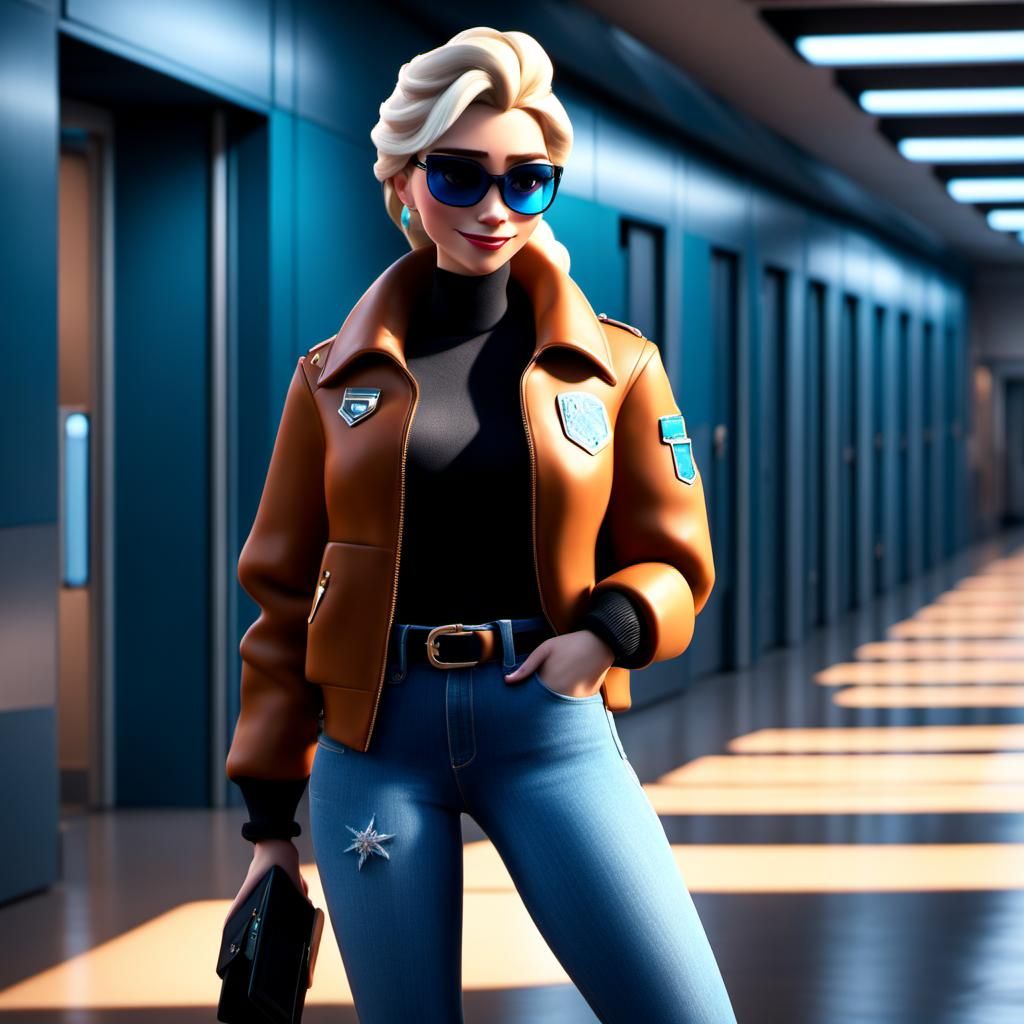 Elsa in Modern Fashion: 3D Digital Art