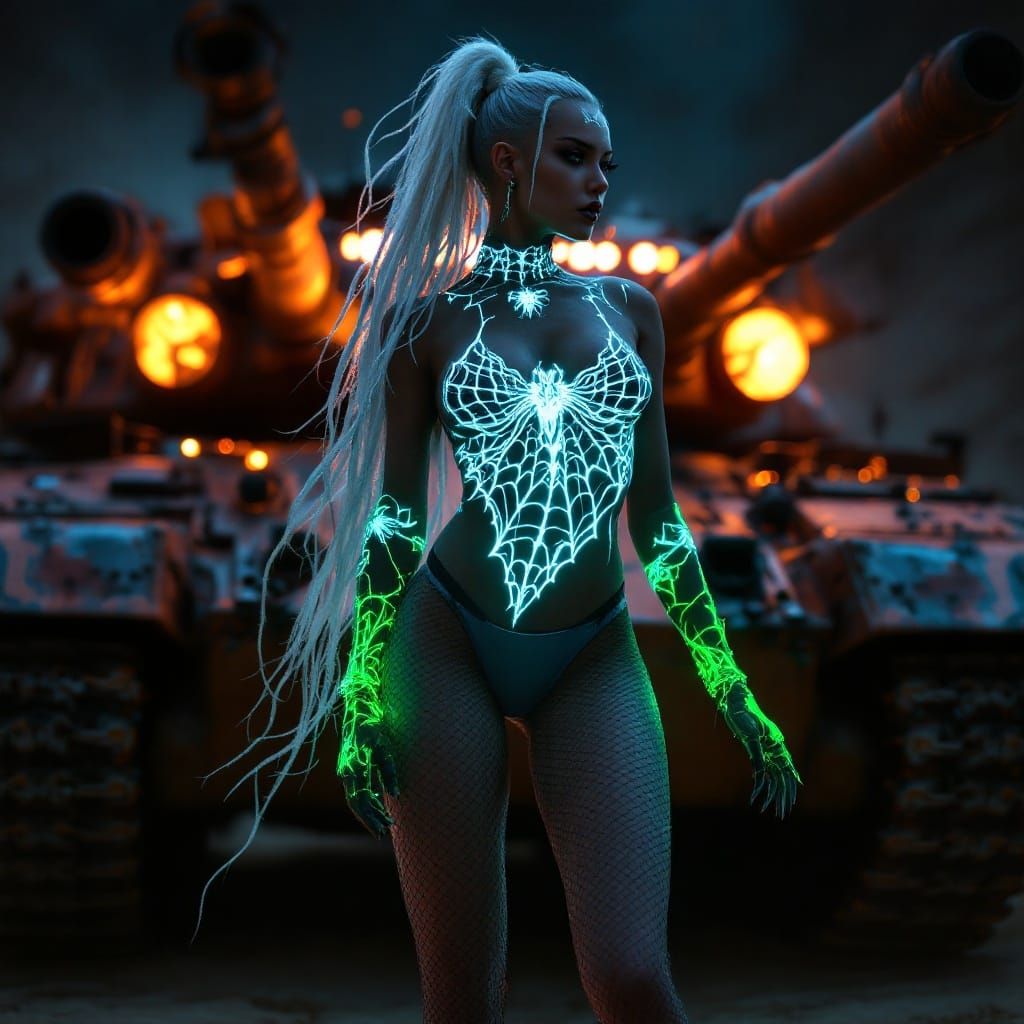 Goth Tankwoman Embodies Mystical Desert Fantasy