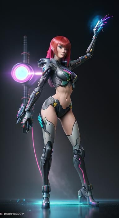 Nintendo Switch Girl in Cyberpunk Anime Style