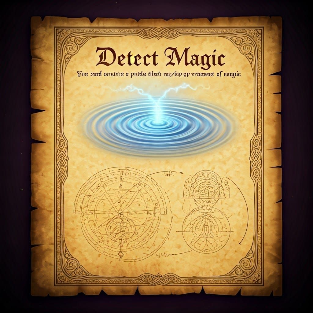 Mystical Parchment Page: Detect Magic Spell