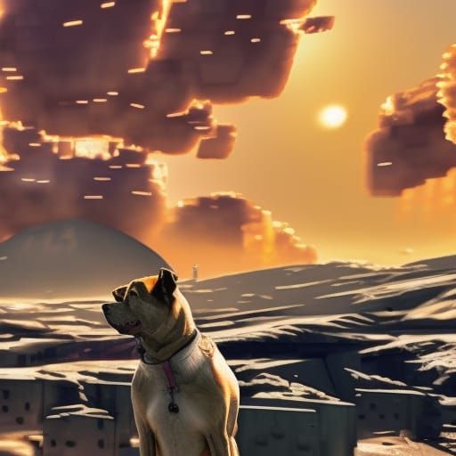 Tactical Dog in Destroyed City, Digital Art