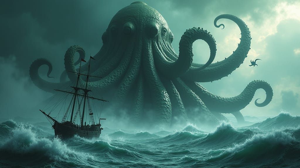 Cthulhu Rising: Monstrous Tentacles in Stormy Seas