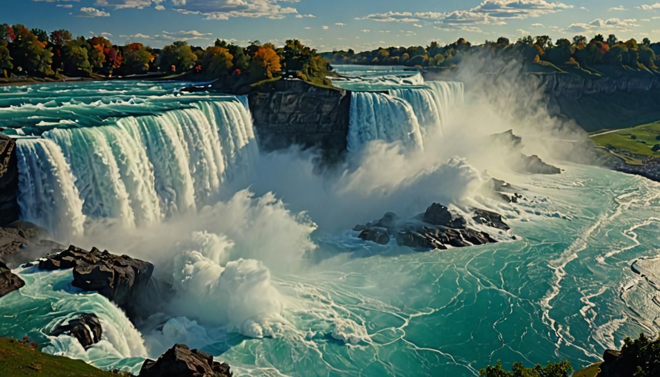 Niagara Falls Chalk Art in Romantic Style
