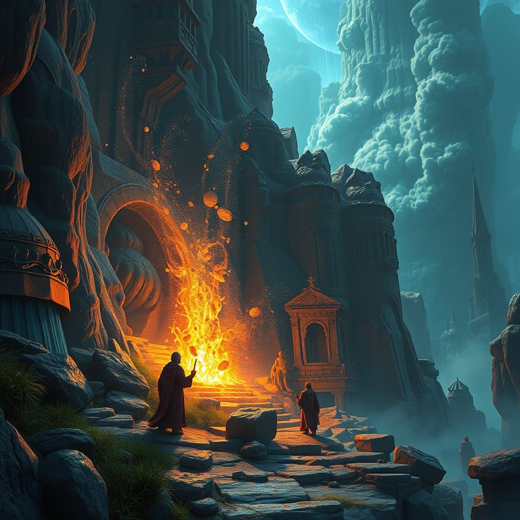 Biblical Fantasy Landscape in Vibrant, Detailed Colors