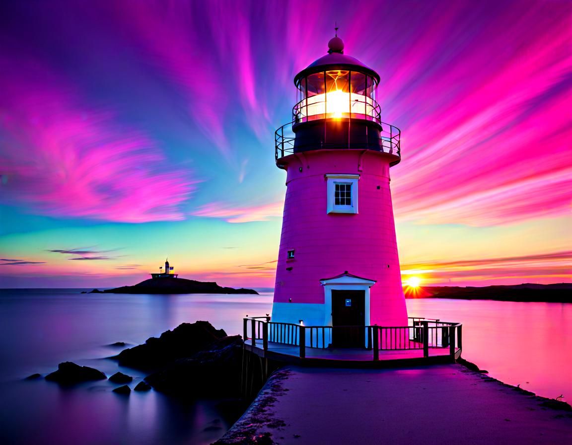 Kaleidoscopic Magenta Lighthouse
