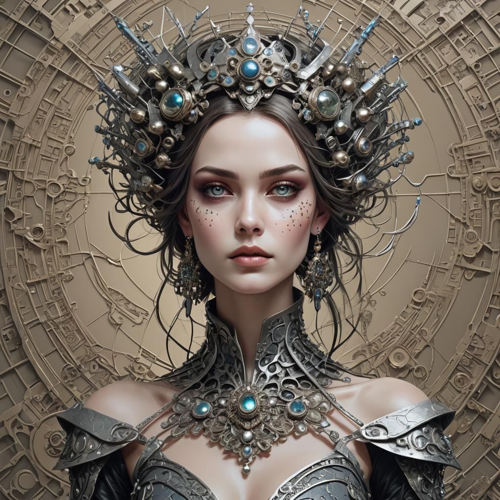 Fantasy Queen in Digital Art with Silver Eyes