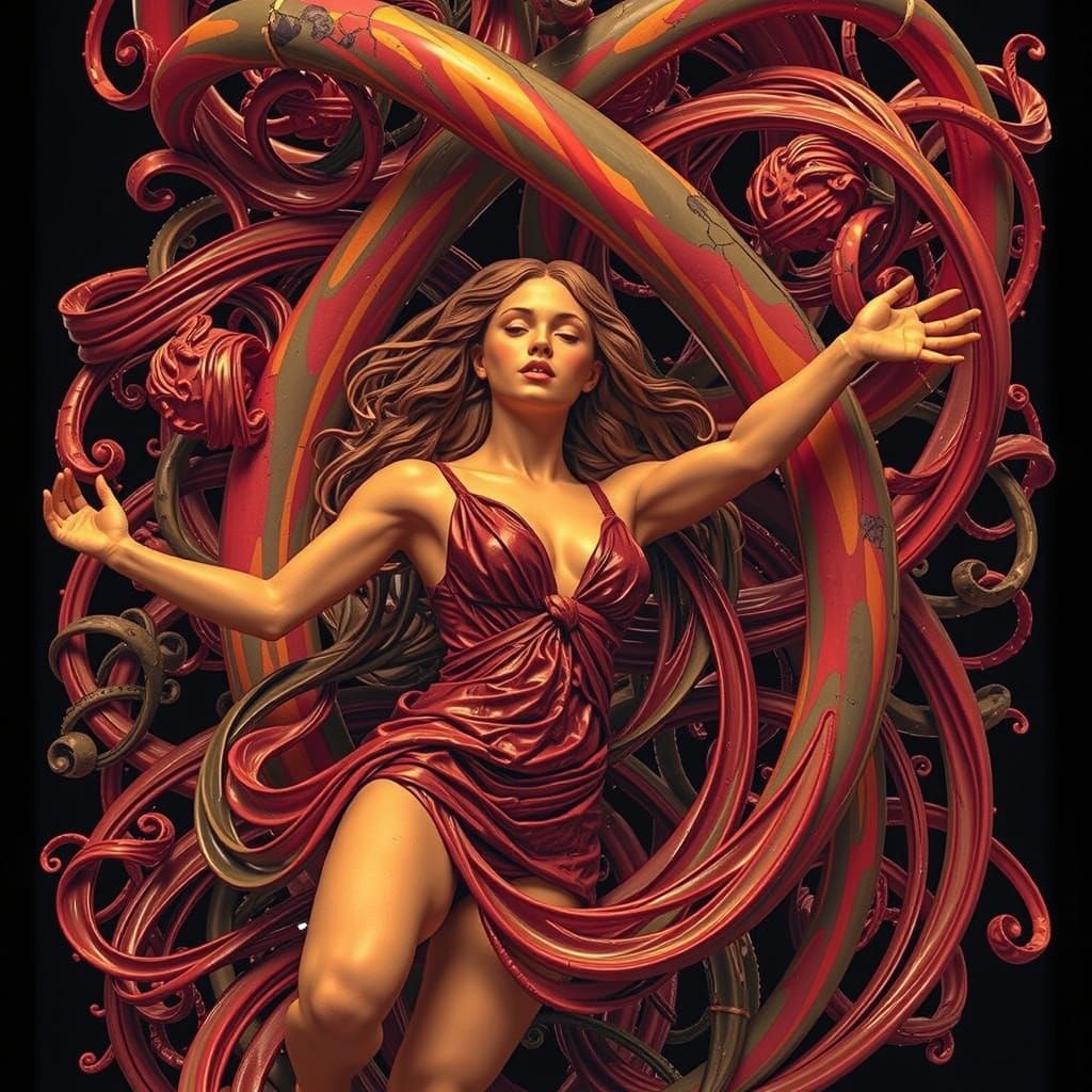 Hyperrealistic Sculpture of Intertwined Figures Dancing