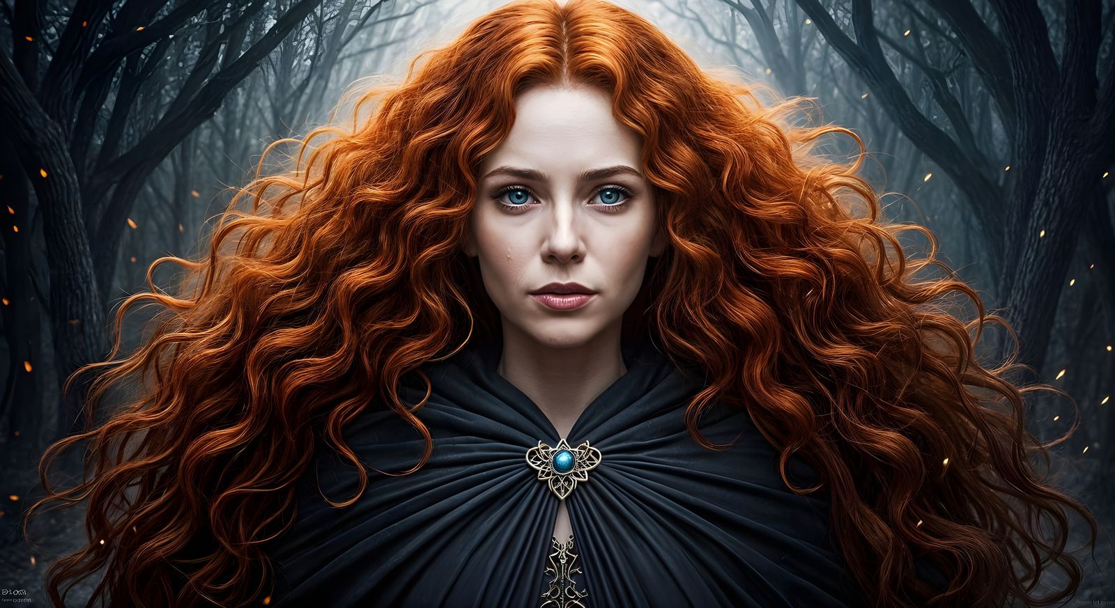 Mylene Farmer in a Misty Autumn Wood