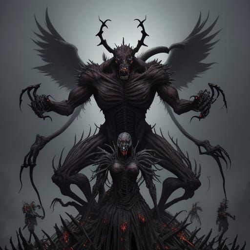 Monstrous Zombie Horror with Blazing Eyes and Bone Spines