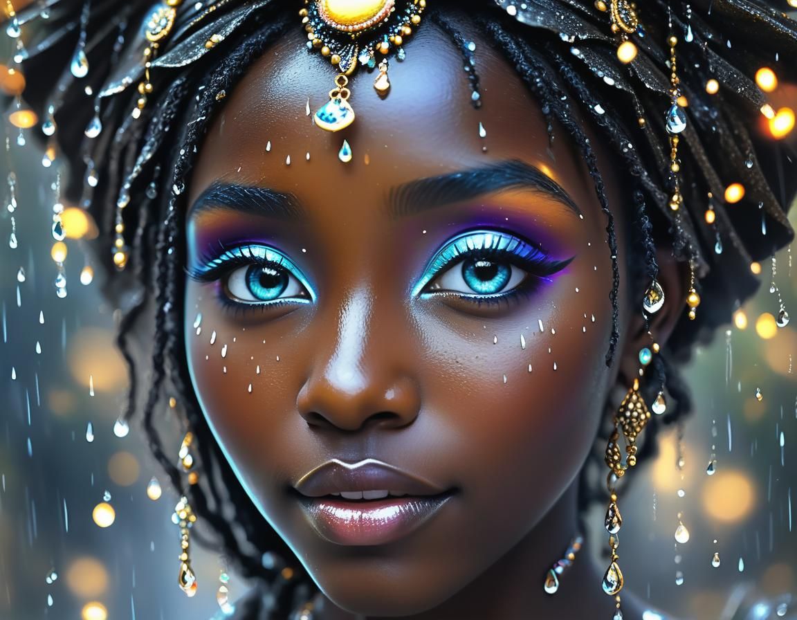 Orisha in Rainy Heaven: 3D Doodleblend Artwork