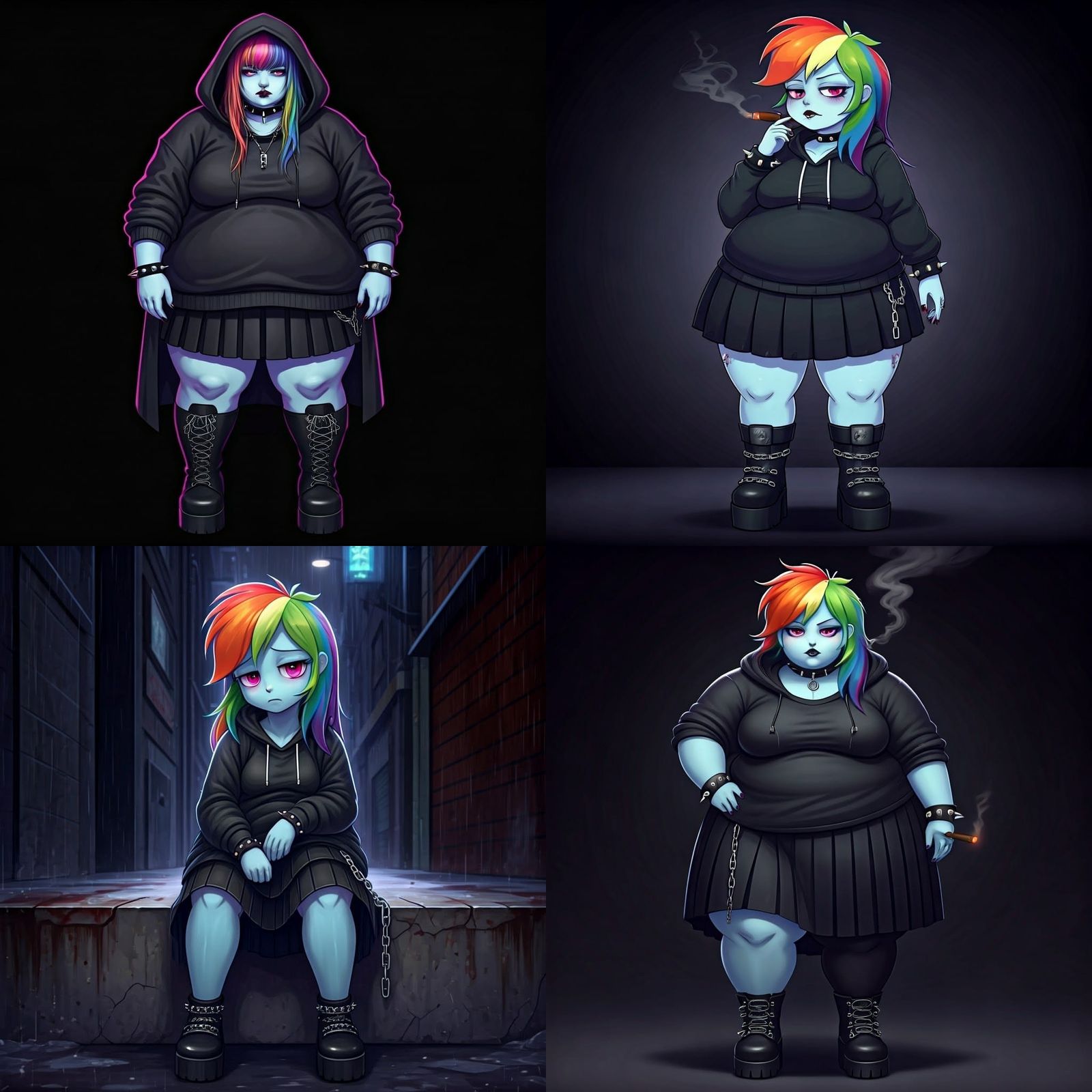 Goth Rainbow Dash with Cigar: AI Generated Art