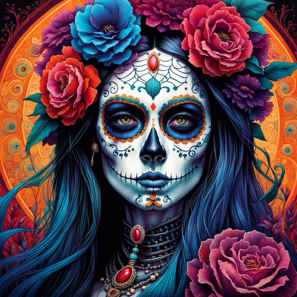 Day of the Dead Beauty: A Vibrant Digital Portrait