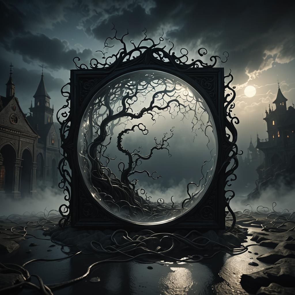 Eerie Glass A Shape in Dark Fantasy 3D Render