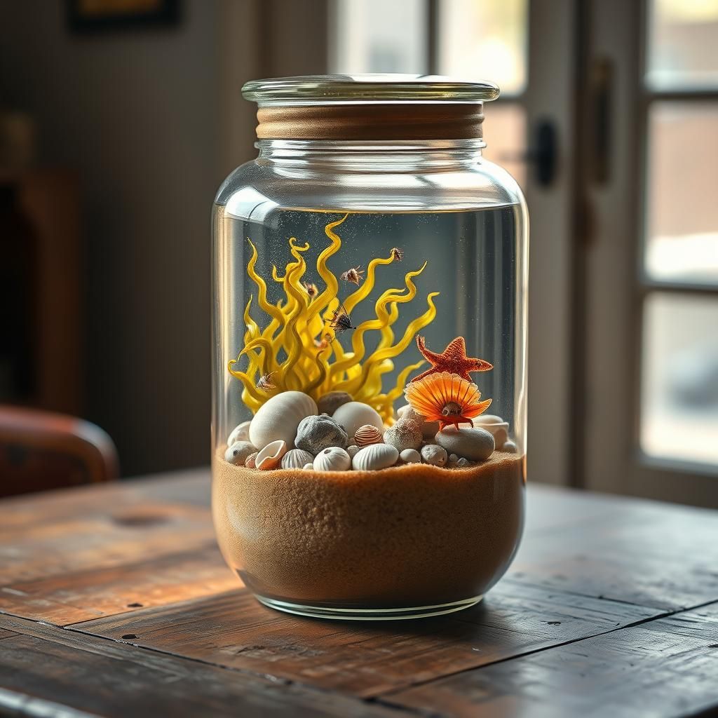 Marine Ecosystem in Glass Jar: Dreamy Ambiance