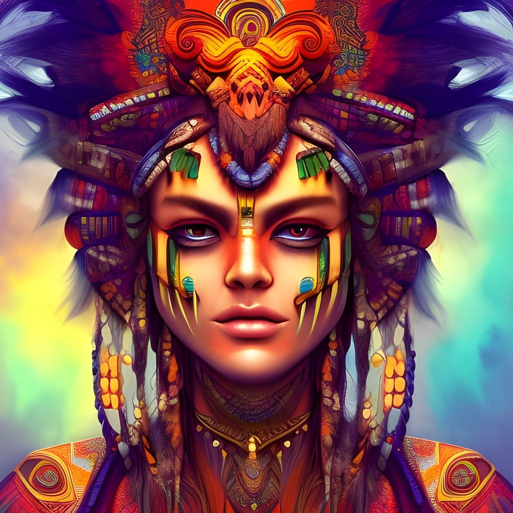 Muscular Shaman Portrait in Dragoncore Fantasy Style