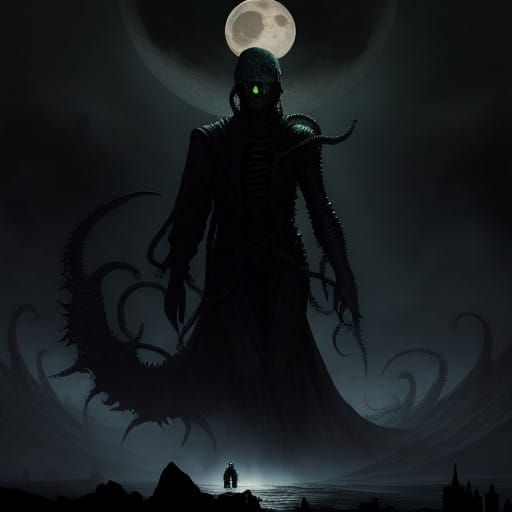 Eldritch Horror Copying the Moon in Dark Fantasy Art