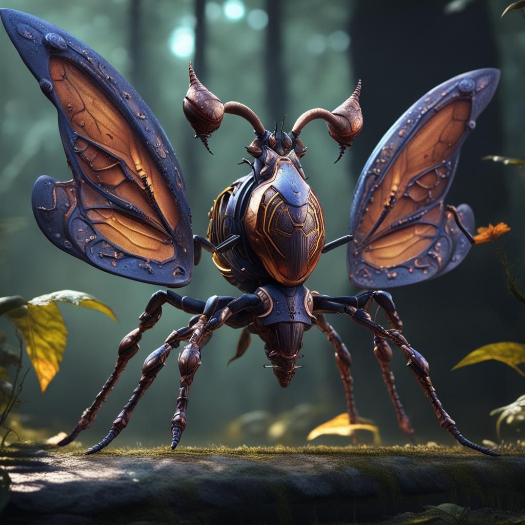 Steel Fantasy Insect with a Stinger