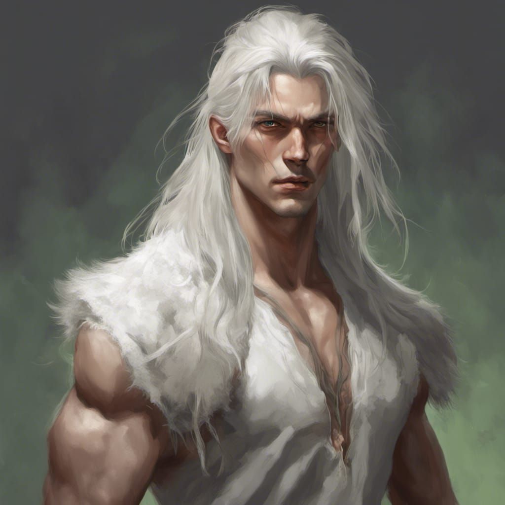 Fantasy Portrait of Young Man with White Hair