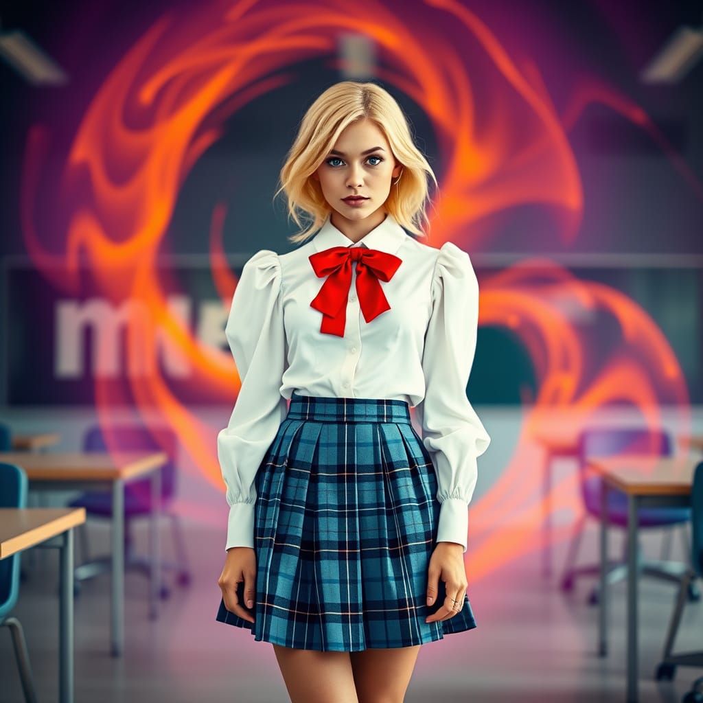 Confident Goddess in Schoolgirl Uniform