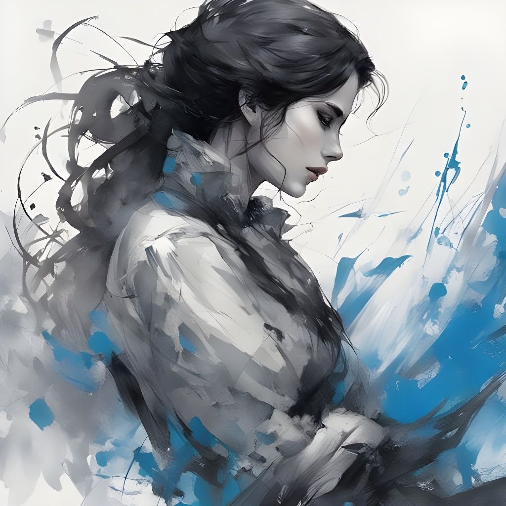 Portrait of a Beautiful Dark-Haired Girl: Splash Art