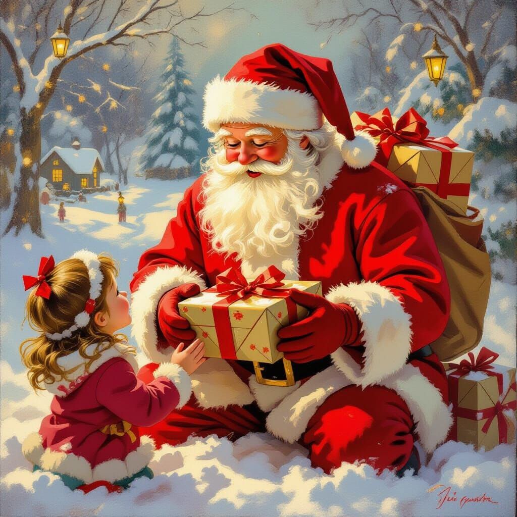 Santa Claus Gifts in Rockwell and Potter Style