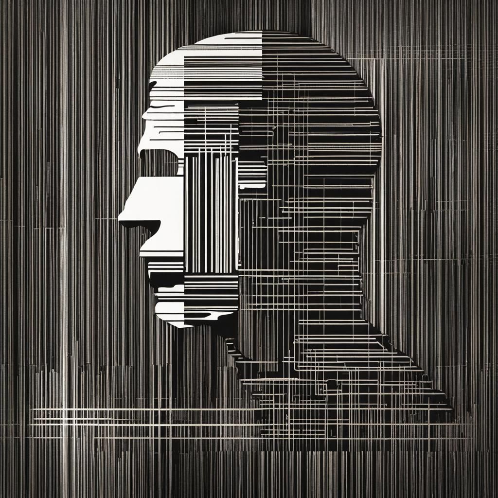 Barcode Silhouette: Man and Machine Layers