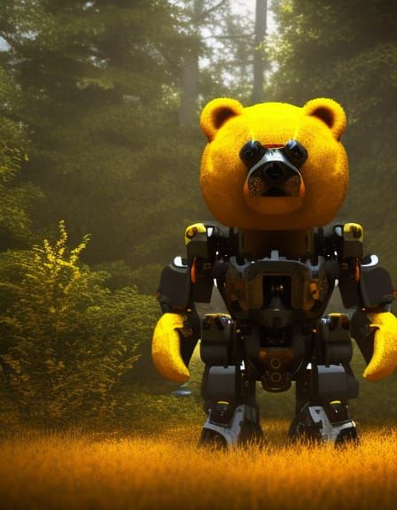 Futuristic Sci-Fi Bear with Mechanical Details
