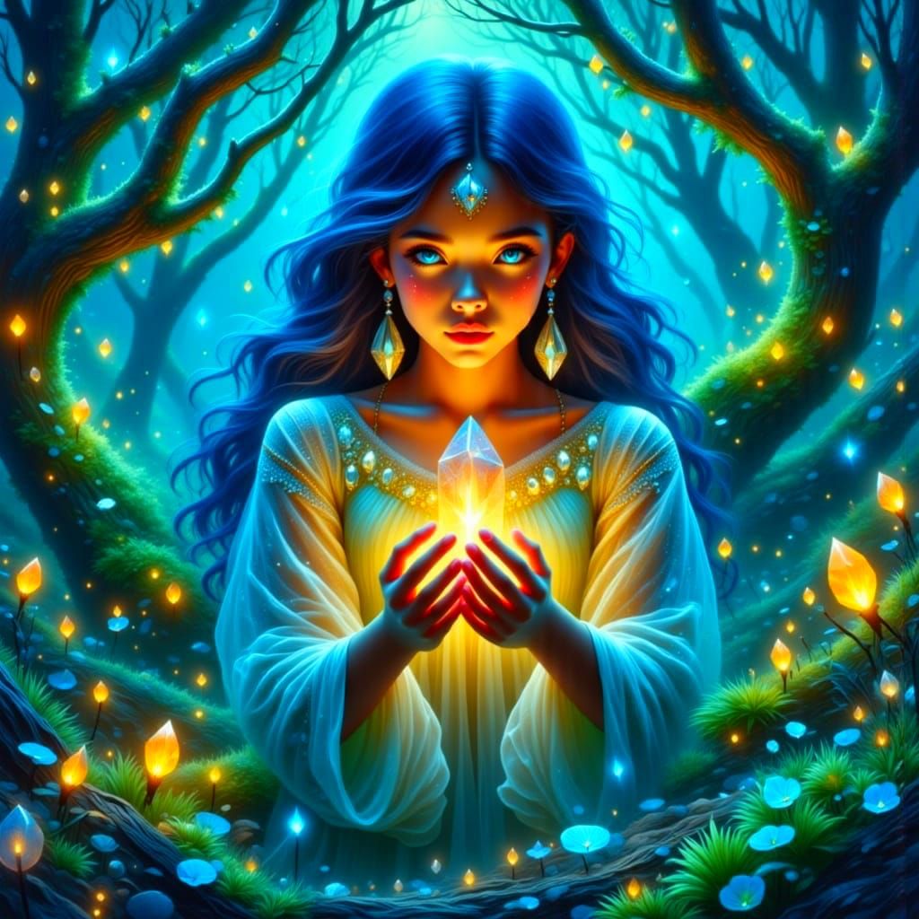 Guardian of Ancient Forest Secrets in Ethereal Light