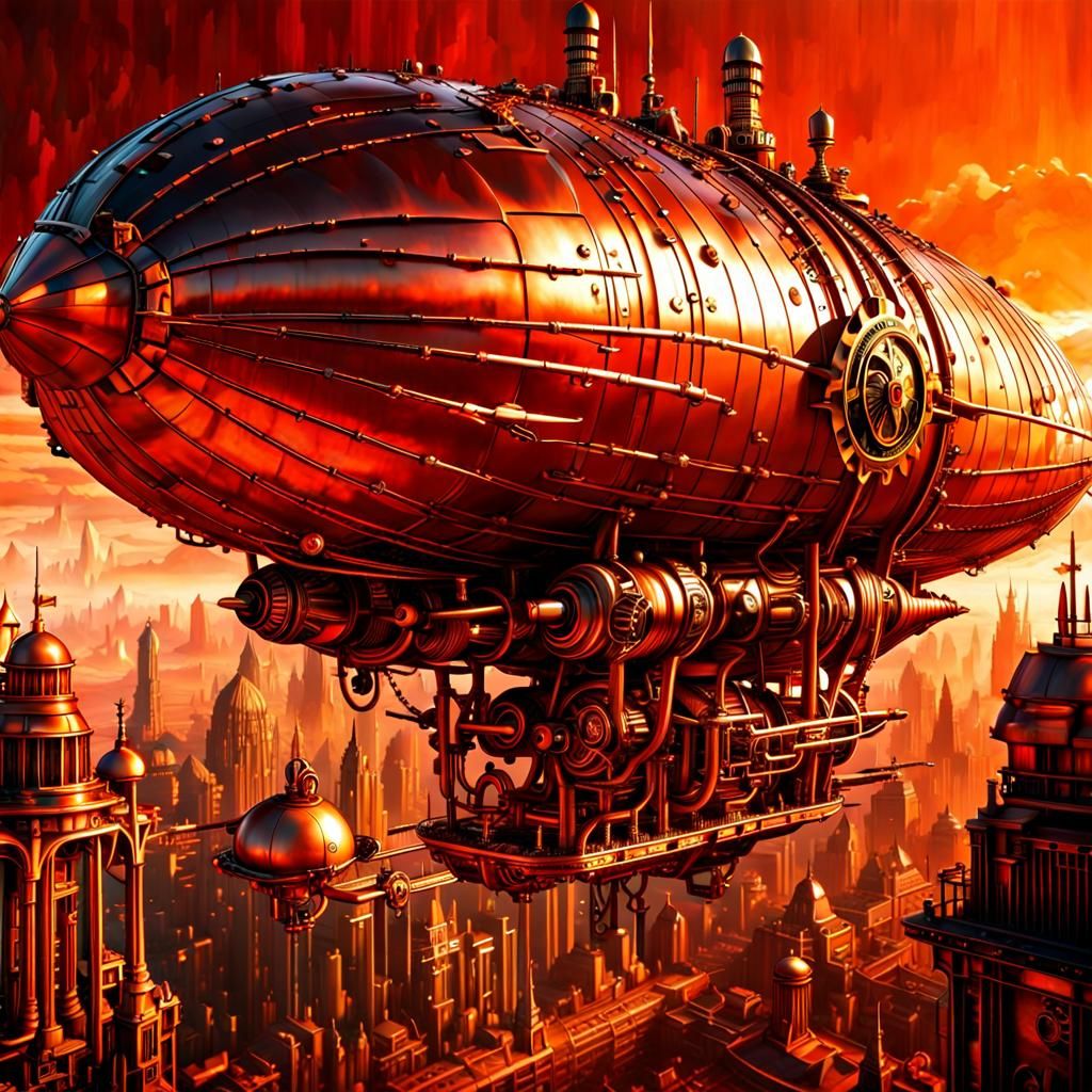 Copper Steampunk Airship Voyage in Orange City