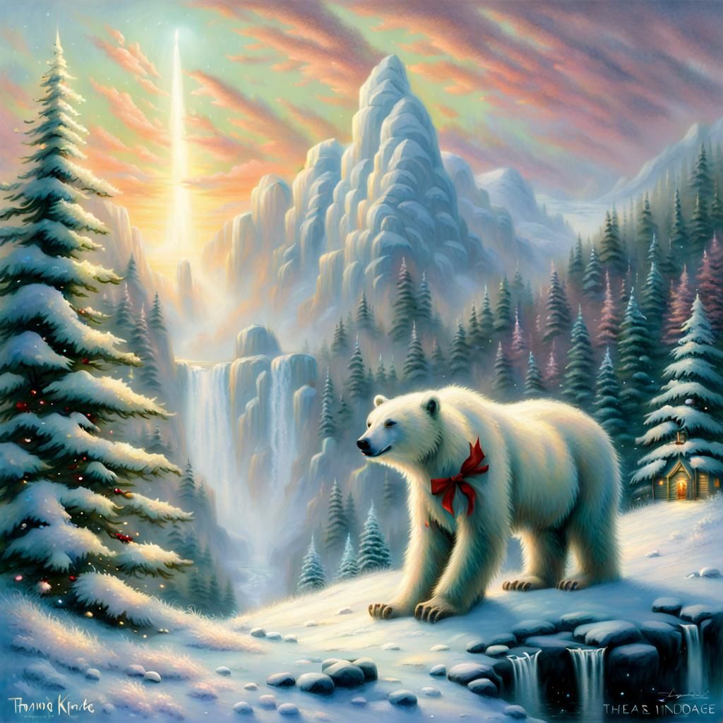 Polar Bear Christmas in Ethereal Style