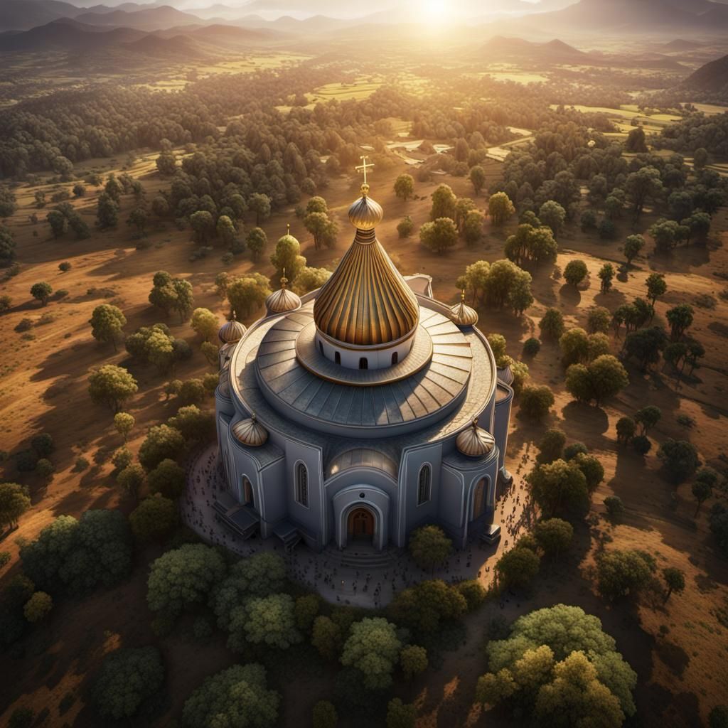 Gishen Mariam Church: Aerial View in Matte Painting Style