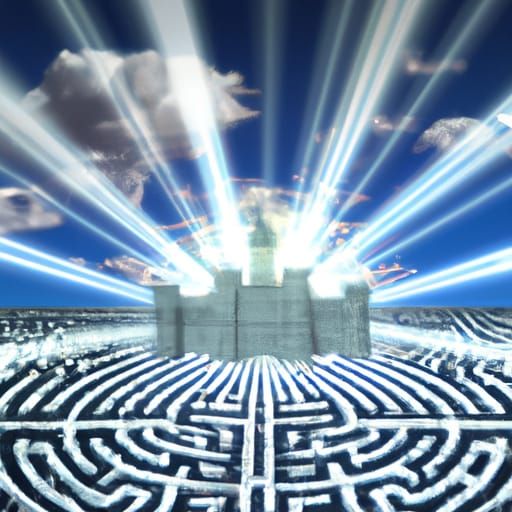 Hyperrealistic Labyrinth with Medieval Castle, 16k Resolutio...