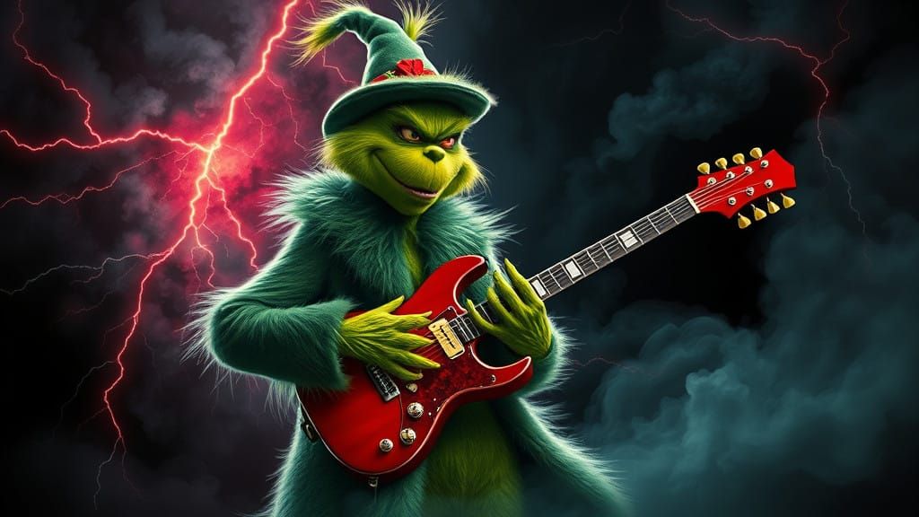 The Grinch Rocks Out in a Fiery Electric Storm