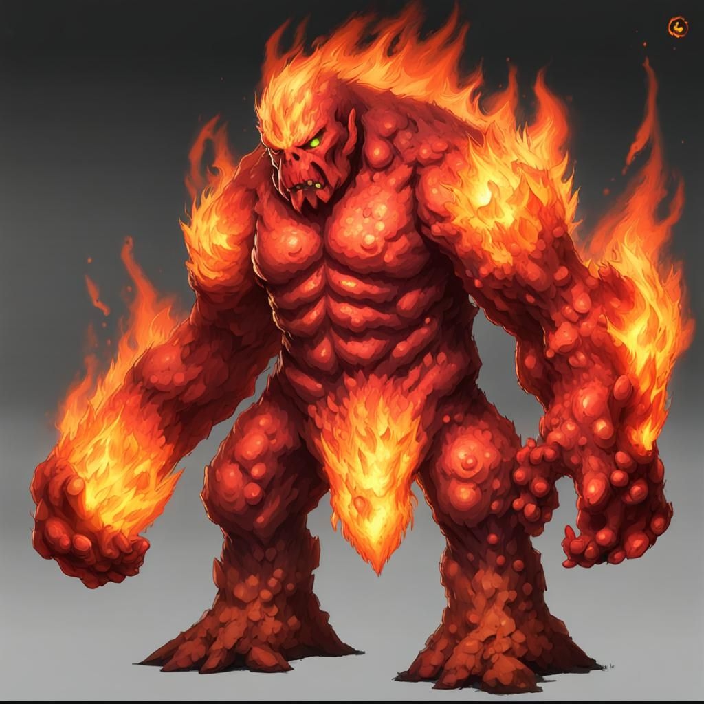 Fiery Flame Golem of Elemental Power