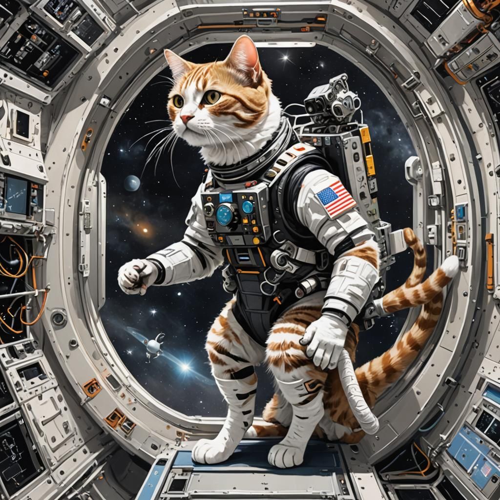 Cat Astronaut in Carbon Fiber Exoskeleton