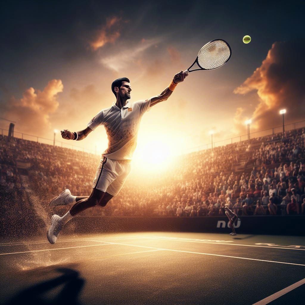 Djokovic Tennis Art in Golden Hour, Splash Art