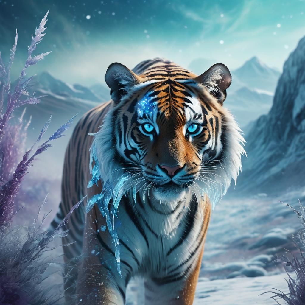 Mystical Frost Nova: Anthro Bengal Tiger in Fantasy Art