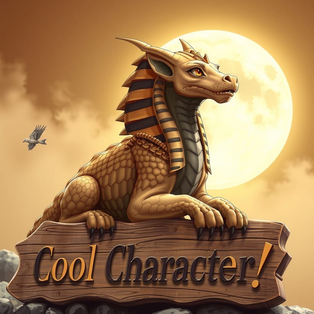 Egyptian Dragon Sphinx in Hyper-Realistic Anime Style