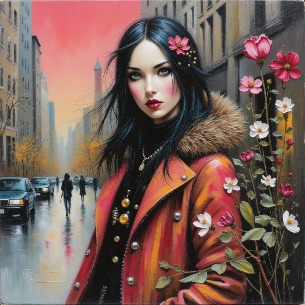 The girl with a flower in her hair