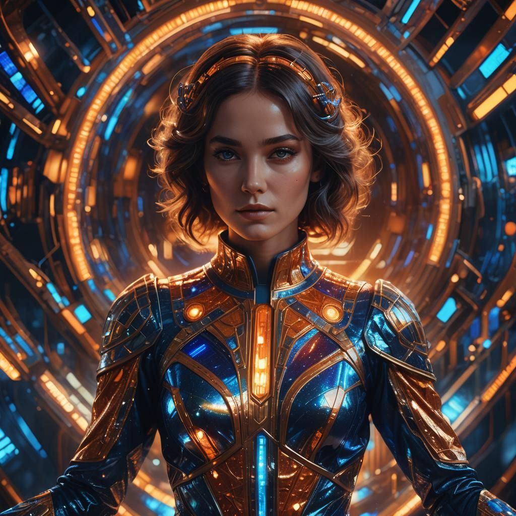 Retro-Futuristic Woman in Art Deco Digital Portrait