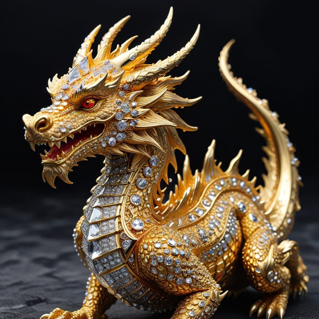 Golden Diamond-Studded Dragon: A Dazzling Spectacle