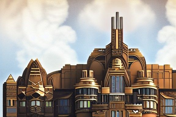 Elegant Art Deco Castle with Soaring Towers