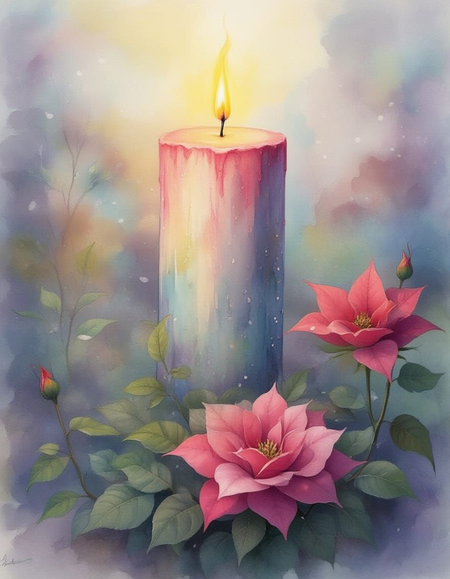 Ethereal Fantasy Poinsettia Mist Landscape