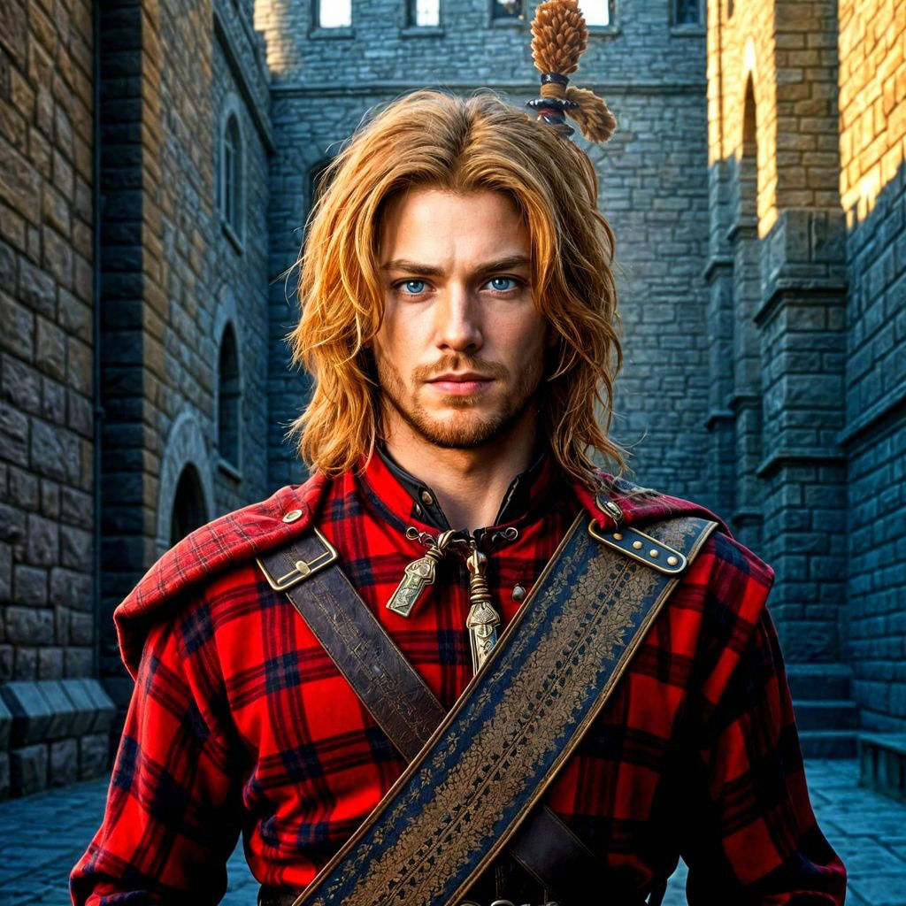 Dashing Highland Warrior in Scottish Regalia